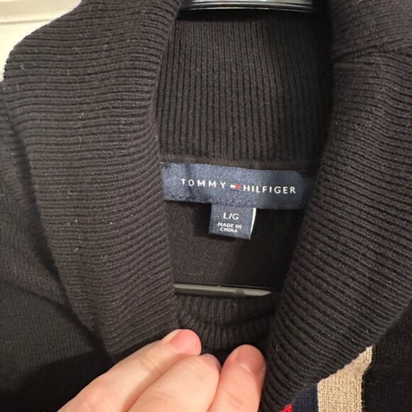 Tommy Hilfiger Black and Red Turtleneck Sweater with Sporty Stripes - Picture 5 of 6